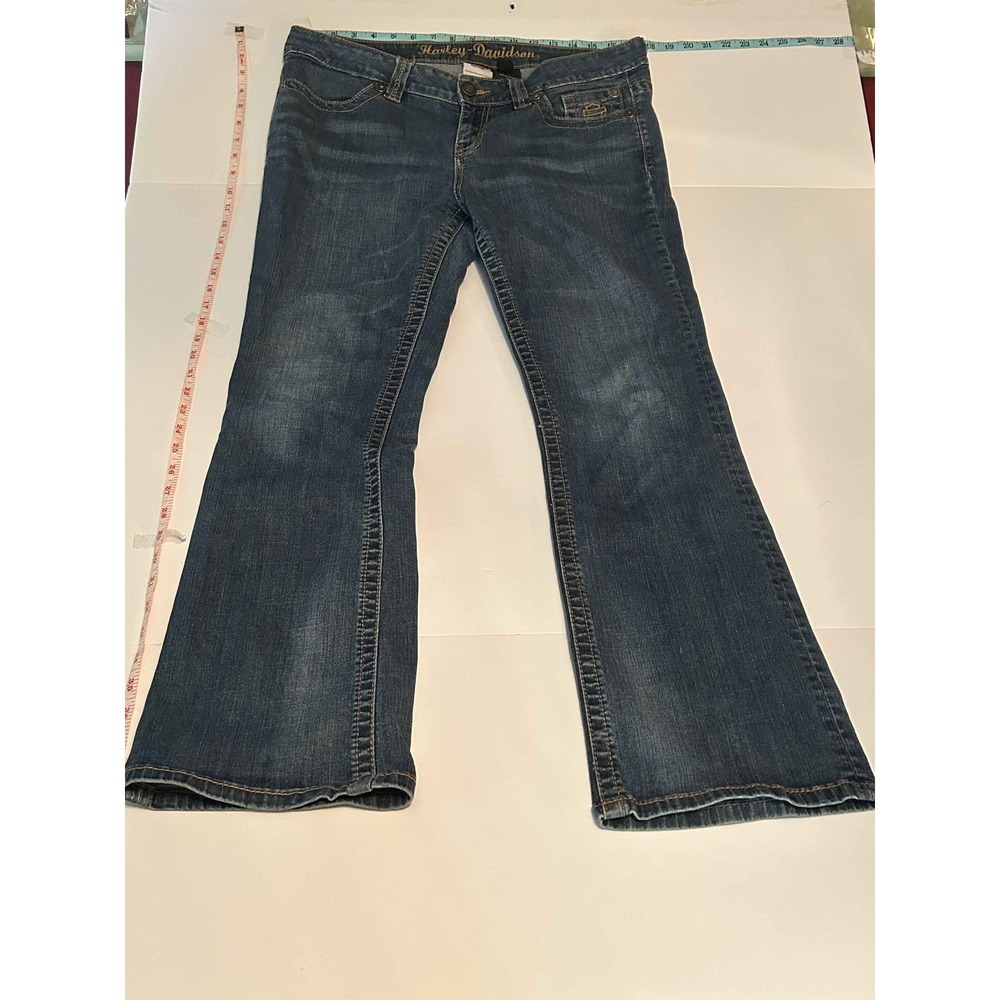Harley-Davidson Flare Leg Jeans Embroidered Pockets Petite Size 12